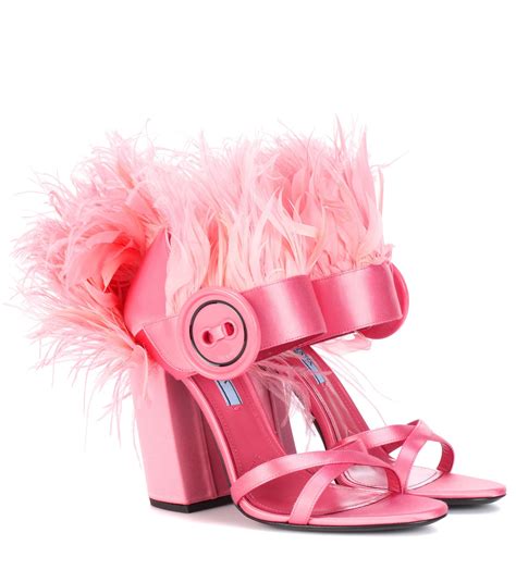 prada feather heels pink|hot pink Prada sneakers.